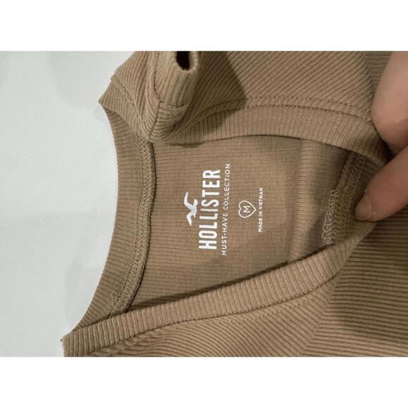 NWOT Brown High Neck Ribbed Cotton Cropped Tank Top- Size Medium - Picture 3 of 7